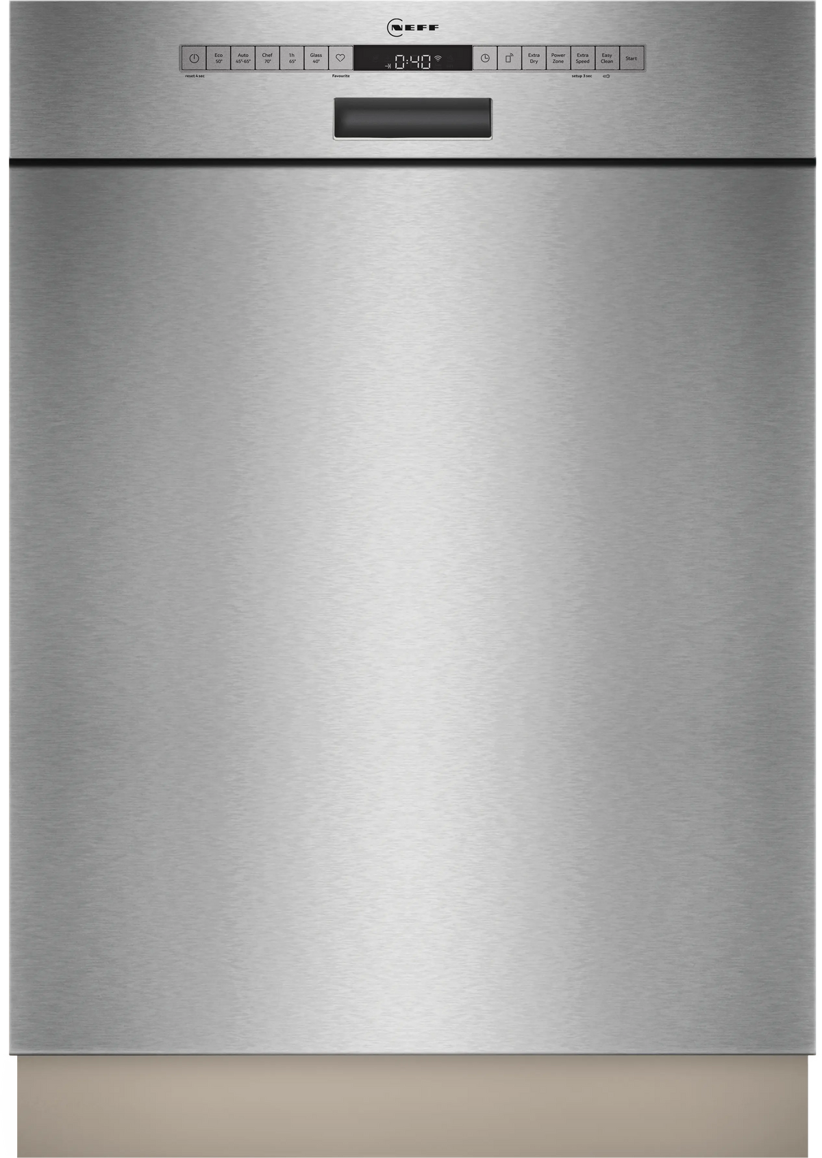 NEFF S145HTS01G N50 semi-integrated dishwasher in Brushed Steel