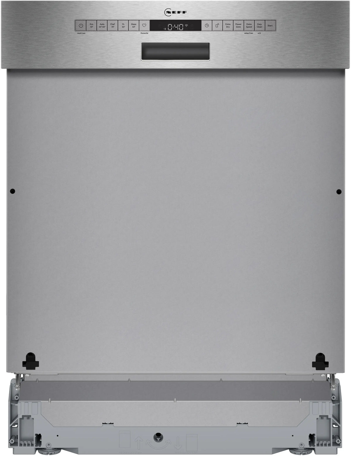NEFF S145HTS01G N50 semi-integrated dishwasher in Brushed Steel