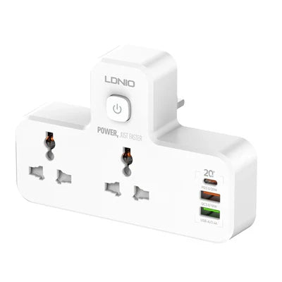LDNIO 2 Way Power Socket 2USB + 1USB-C PORT | 691540