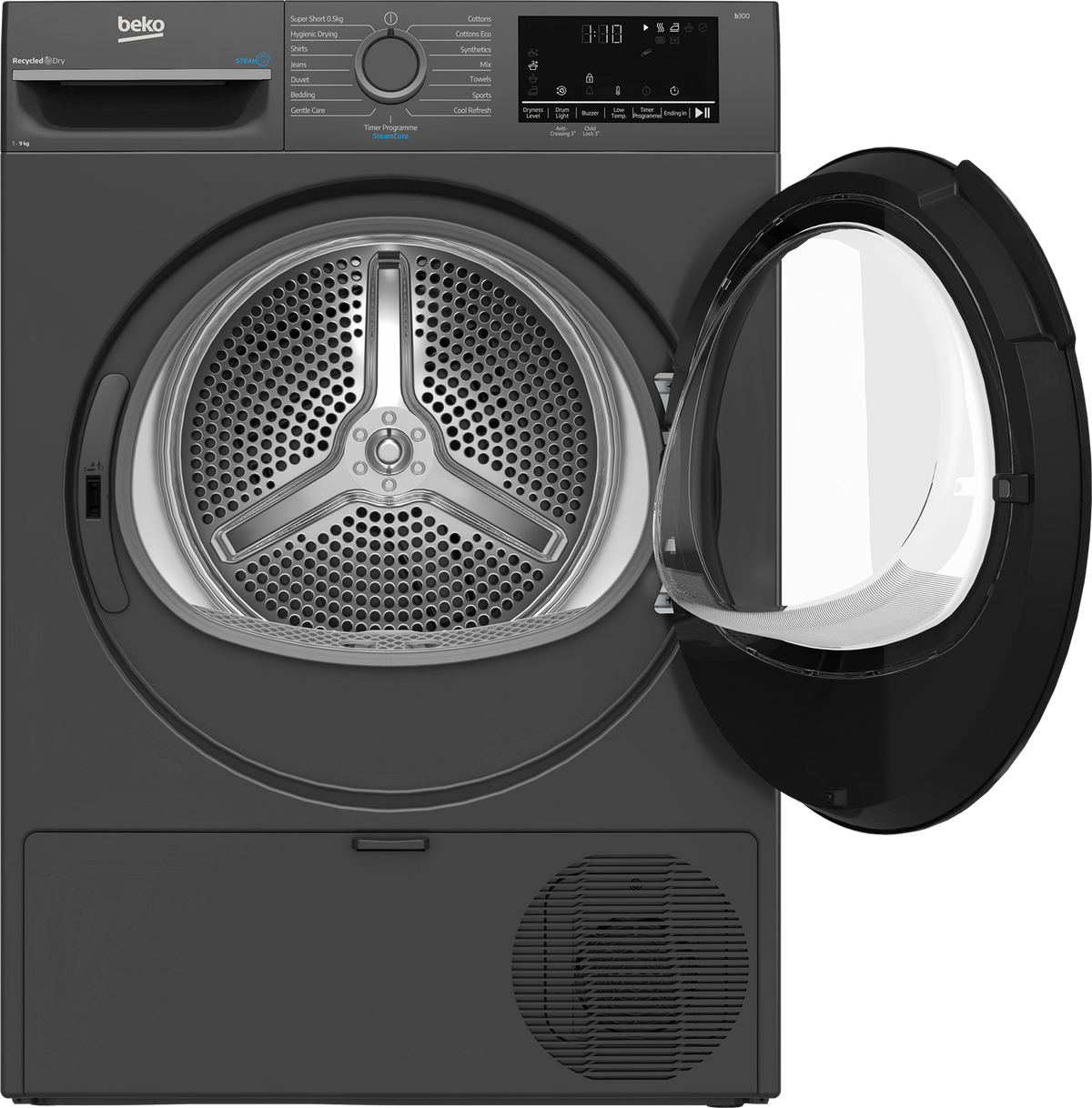 Beko SteamCure 9kg Heat Pump Tumble Dryer - Anthracite | BM3T3933NA — product image 4