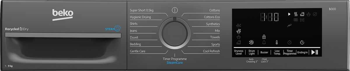 Beko SteamCure 9kg Heat Pump Tumble Dryer - Anthracite | BM3T3933NA — product image 6