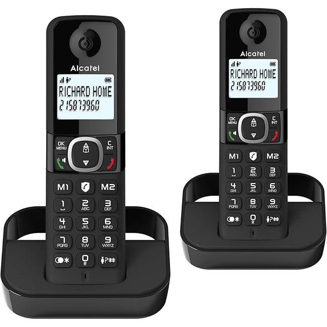 Alcatel F860 Duo Twin Cordless Phone with Call Blocking - Black | ATL1423525 — product image