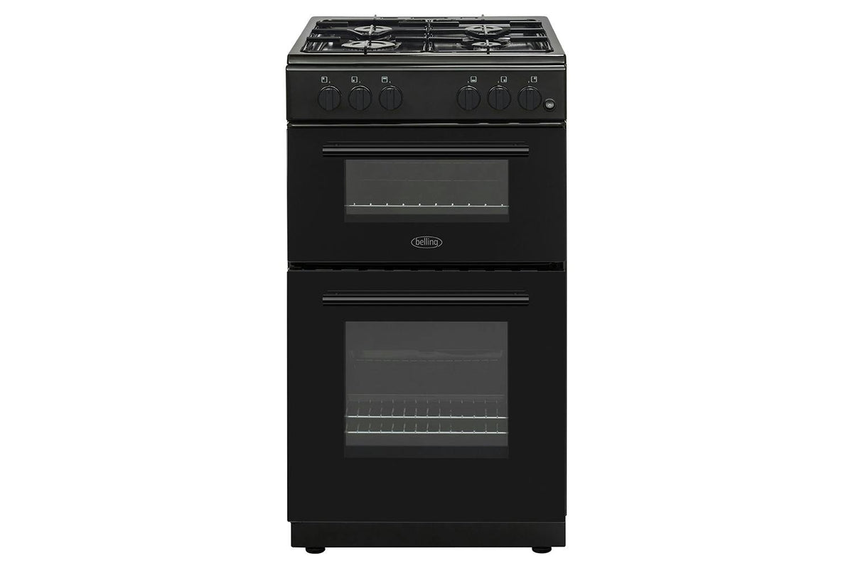 Belling 50cm Double Oven Gas Cooker - Black | BFSG51TCBKLPG