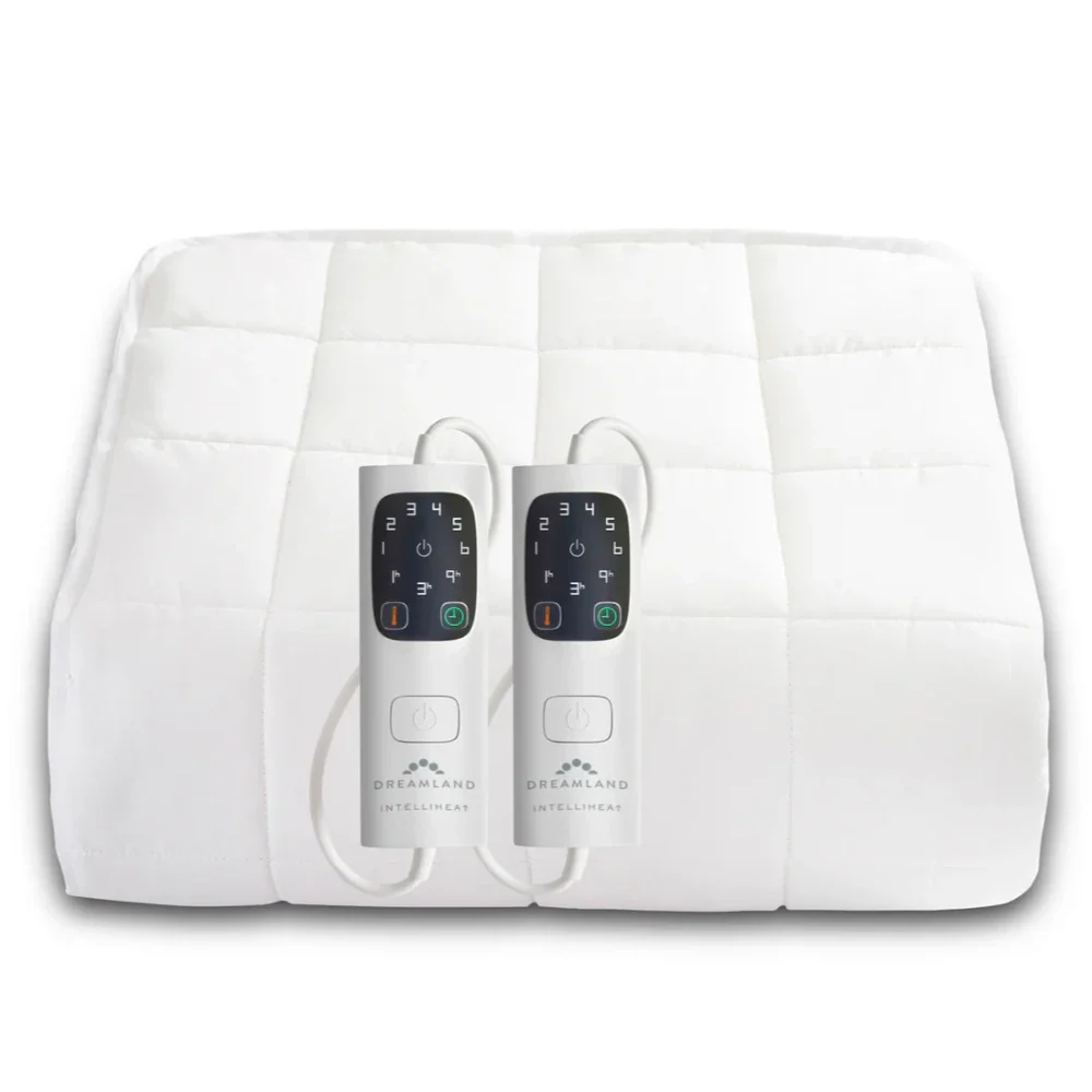 Dreamland Snowed In Organic Cotton Warming Mattress Protector with Dual Controllers - White | 16888