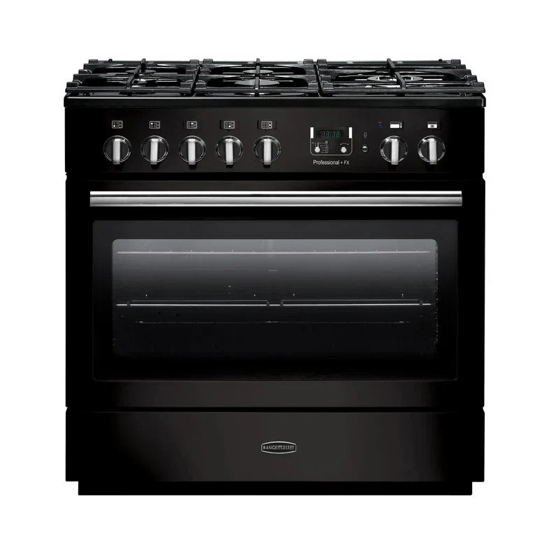 Rangemaster Professional Plus FX 90 | Dual Fuel | Gloss Black | Chrome Trim | PROP90FXDFFGB/C