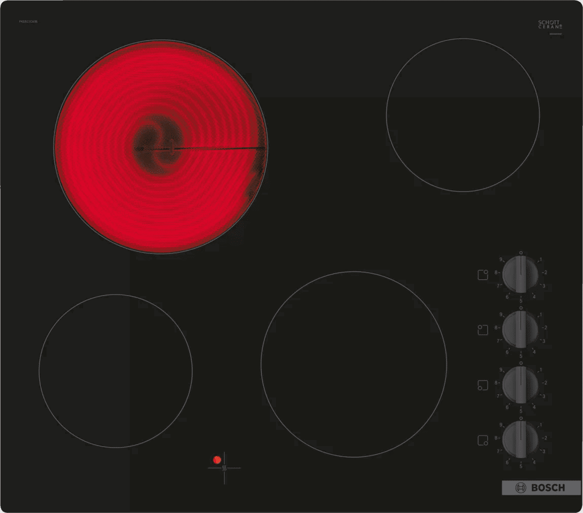 Bosch Serie 2 60cm Built-In 4 Zone Electric Hob Black | PKE611CA3E Bosch
