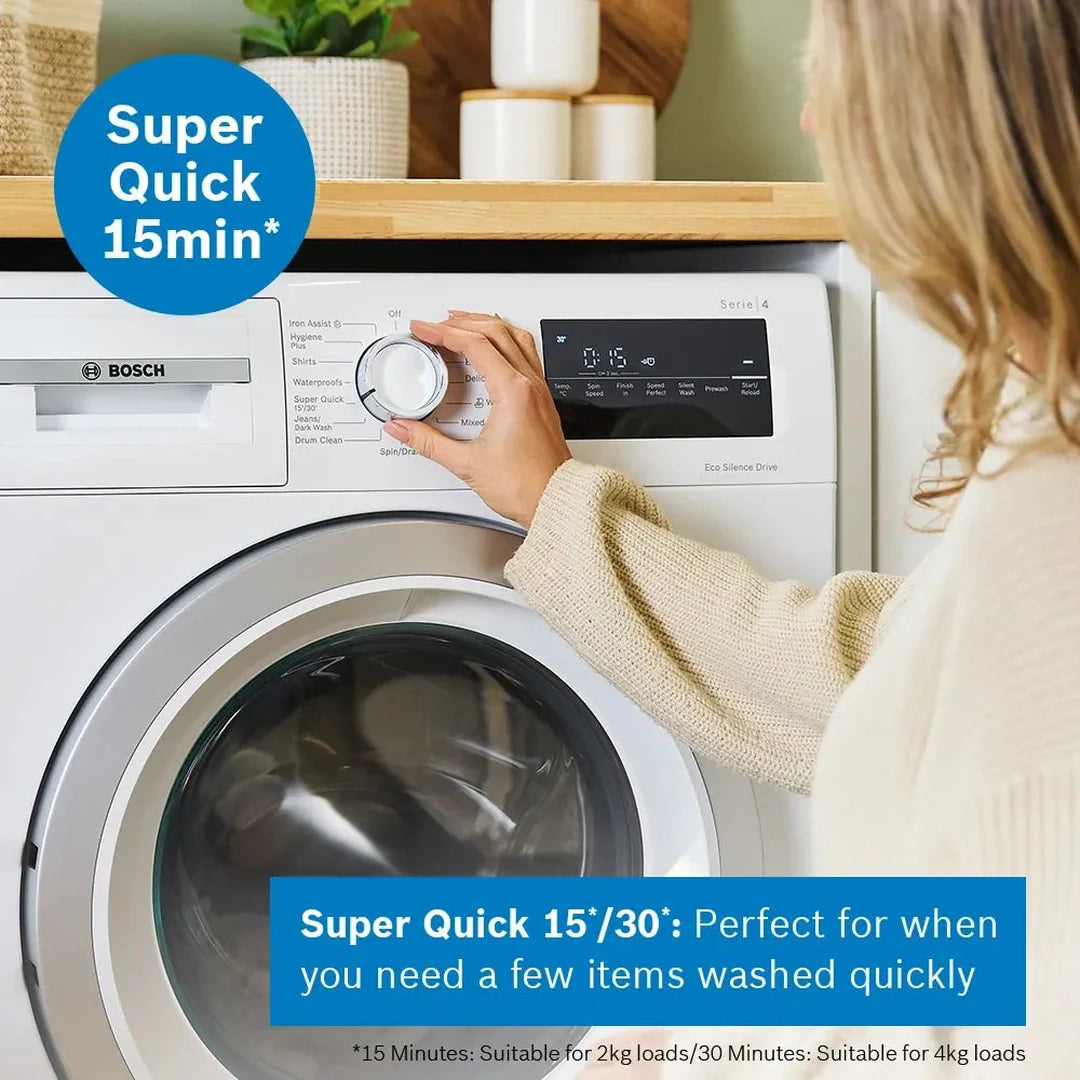 Bosch Series 4 Washing machine, Front Loader 9kg 1400 rpm - White | WAN28259GB Bosch Washing Machine Euronics Ireland