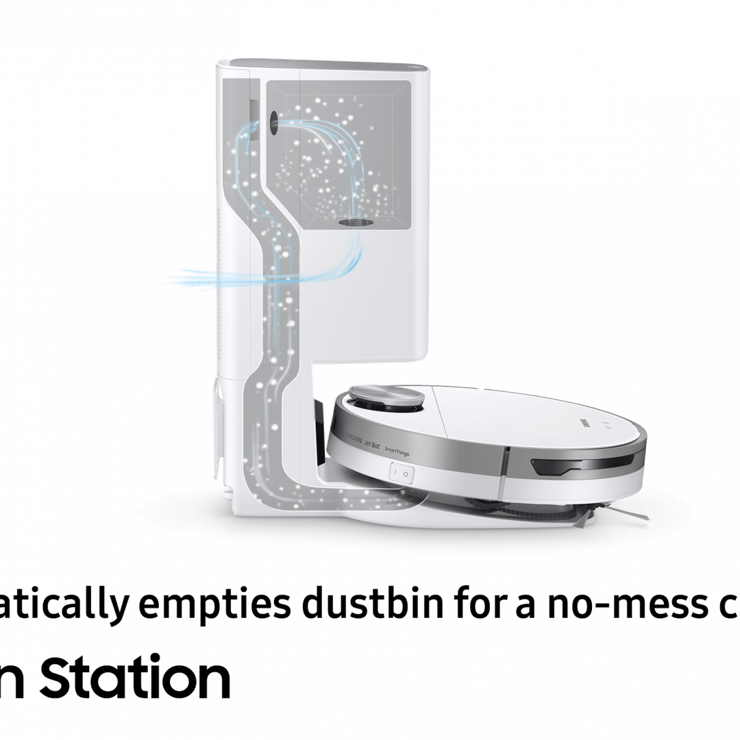 Samsung Jet Bot+ Robot Vacuum Cleaner, Max 60W Suction Power with Clean Station | VR30T85513W/EU Samsung Robot Vacuum Tomo Burke Electrical