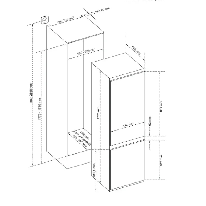 Belling 233L 50/50 Integrated Frost Free Fridge Freezer | BIFF5151 — product image 3