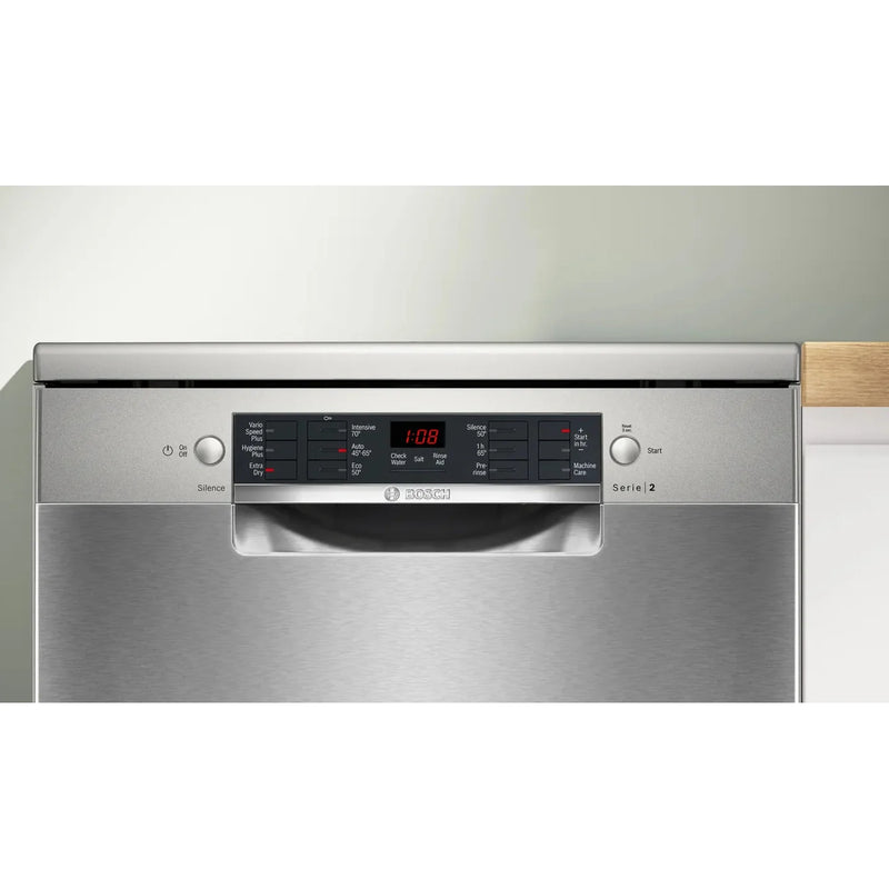 Bosch Series 2 free-standing dishwasher 60 cm Brushed steel anti-fingerprint | SMS26AI08G Bosch Euronics.ie