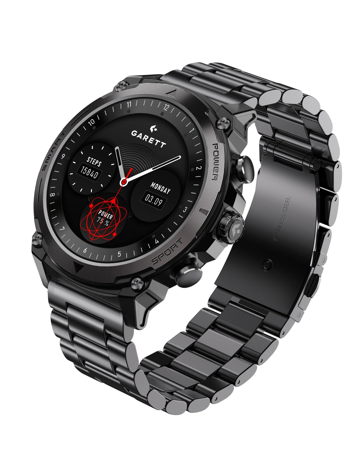 Garett Atom Smart Watch Black Steel | ATOM BLACK STEEL