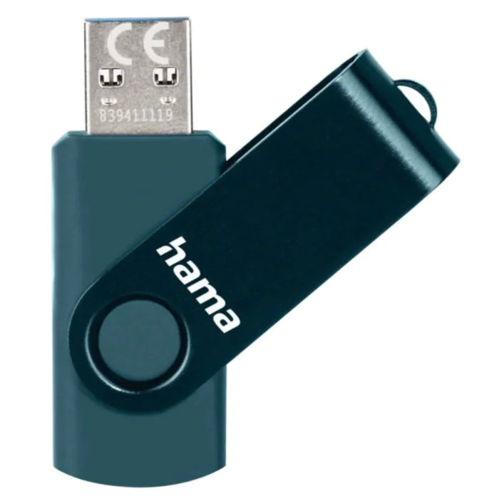 Hama Rotate 128GB USB 3.0 Flash Drive - Petrol Blue | 435903
