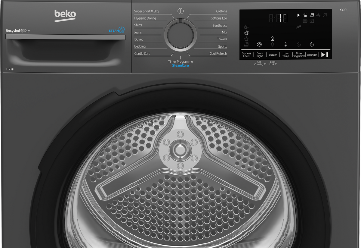 Beko SteamCure 9kg Heat Pump Tumble Dryer - Anthracite | BM3T3933NA — product image 5