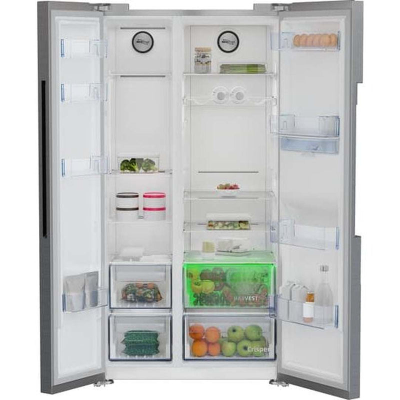 Beko Freestanding American Style Fridge Freezer with HarvestFresh™ Black Steel| ASD2442VPZ Beko Fridge Freezer Euronics Ireland