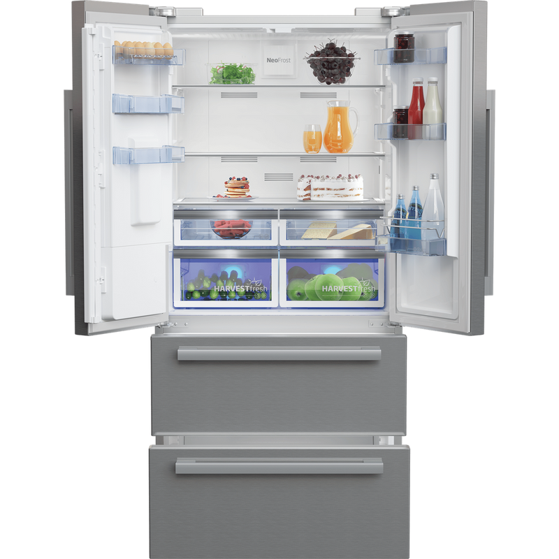 Beko Freestanding American Style Fridge Freezer with HarvestFresh™ Stainless Steel | GNE460520DVPX Beko American Fridge Freezer Euronics Ireland