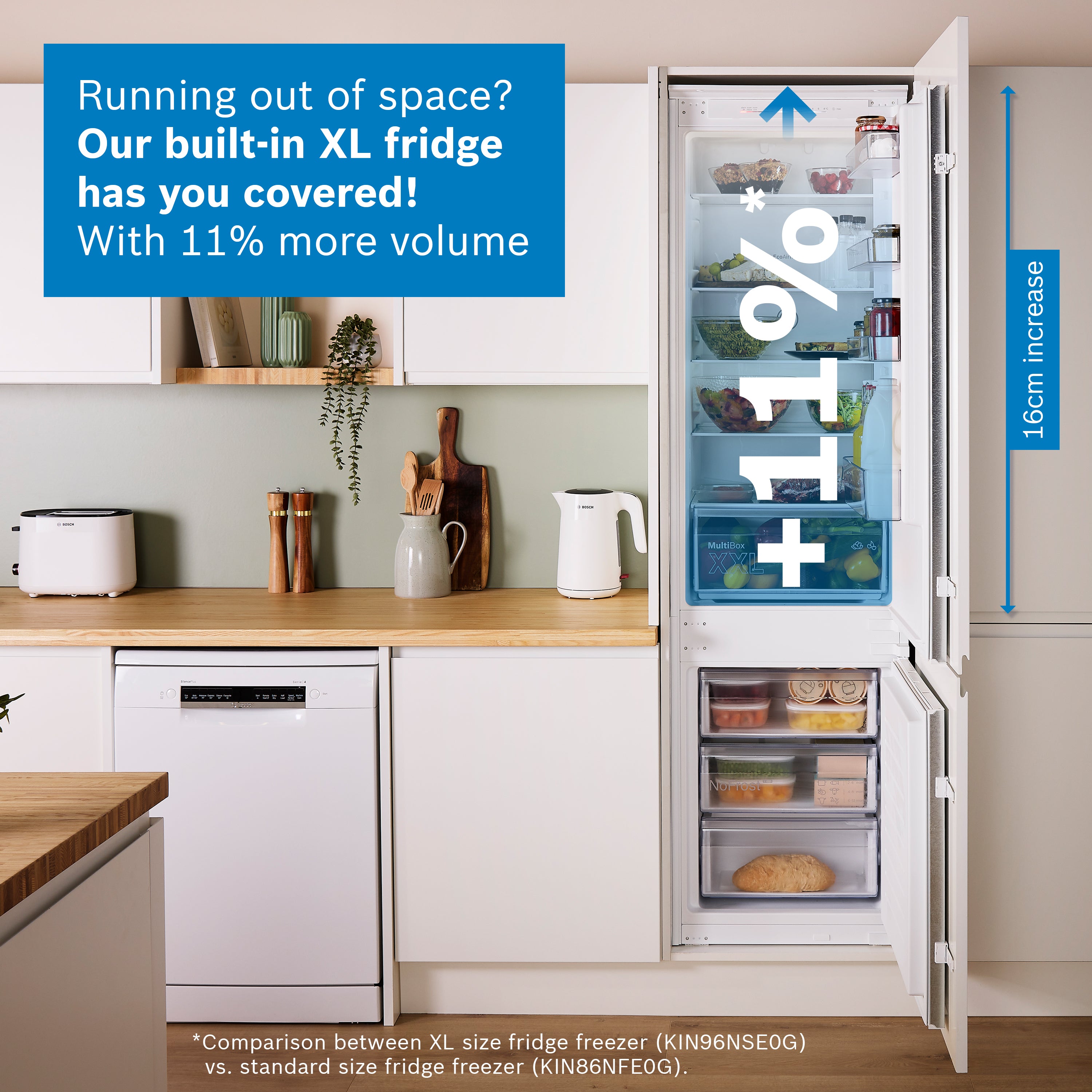 Bosch Series 2 290L Built-In Frost Free Fridge Freezer | KIN96NSE0G