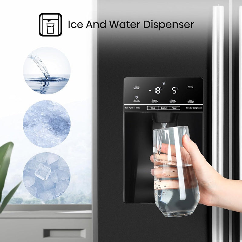 Hisense Freestanding Side by Side Fridge Freezer | RS694N4IBE Hisense American Fridge Freezer Euronics Ireland
