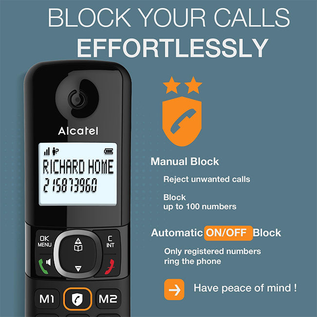Alcatel F860 Duo Twin Cordless Phone with Call Blocking - Black | ATL1423525 — product image 5