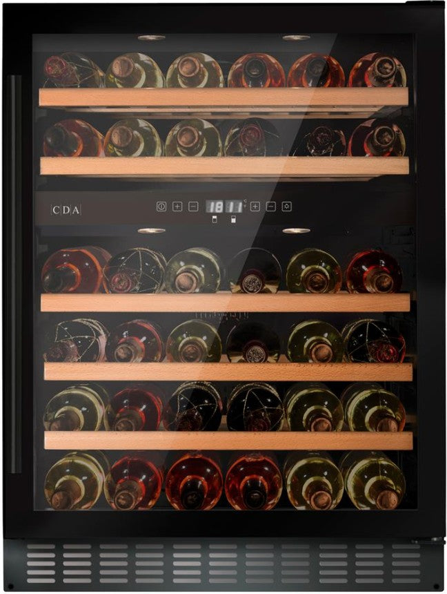 CDA Dual-Zone Undercounter Wine Cooler - Black | CFWC604BL — product image