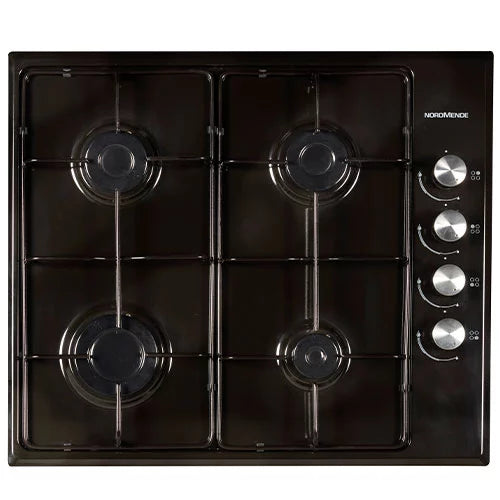 NordMende 4 Burner Gas Hob With Enamel Pan Supports - Black | HGE603BL