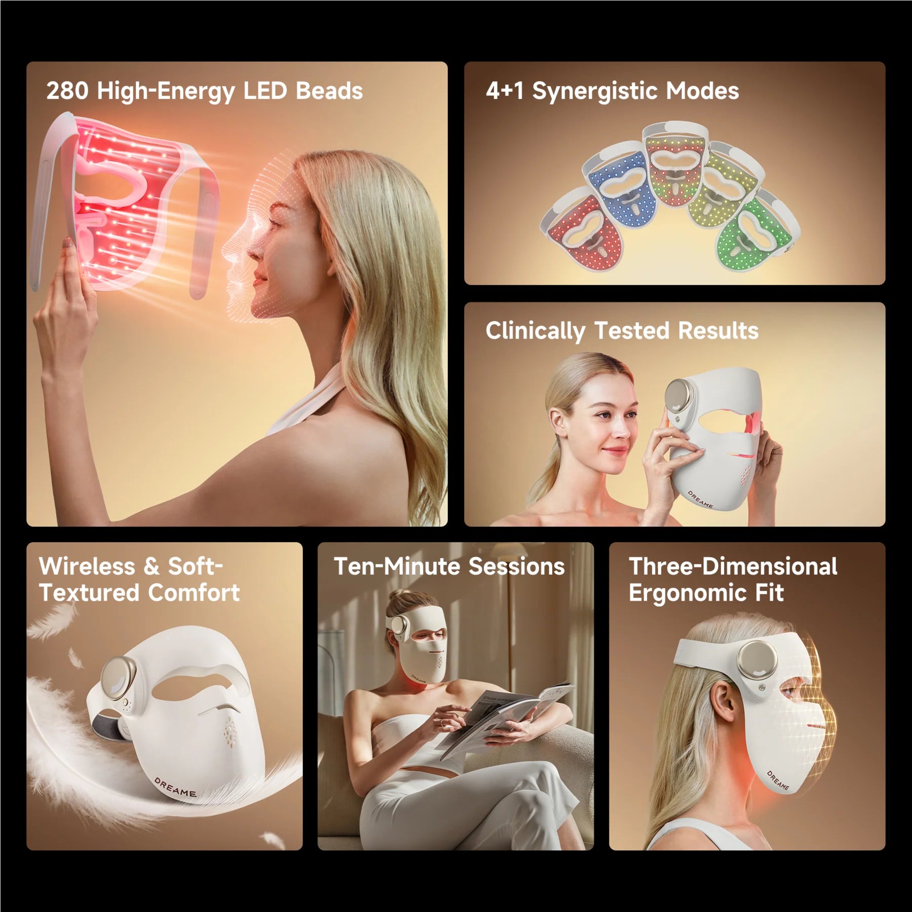 Dreame Chrona LED Light Therapy Mask, Photon Anti-Aging Skincare Mask | AB01A