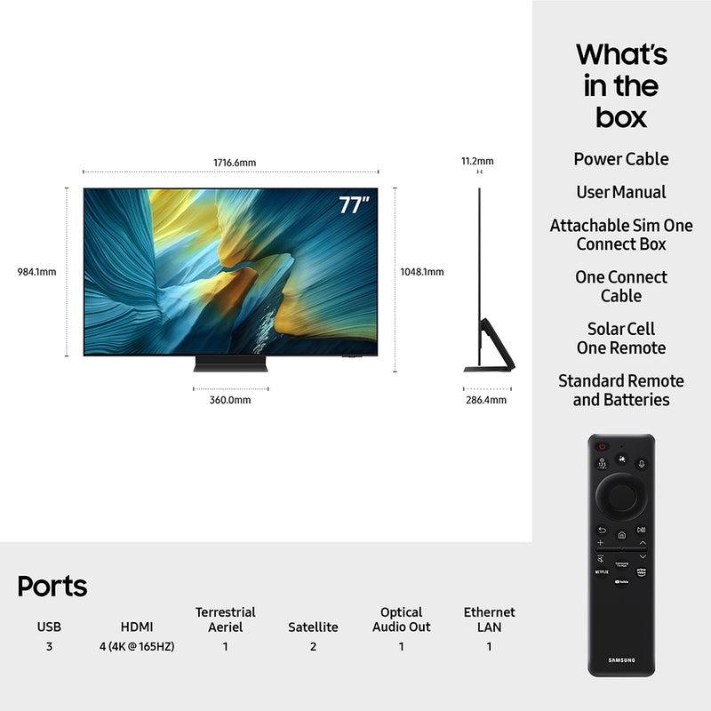 Samsung S95F 77″ 4K QD‑OLED Smart TV | QE77S95FATXXU