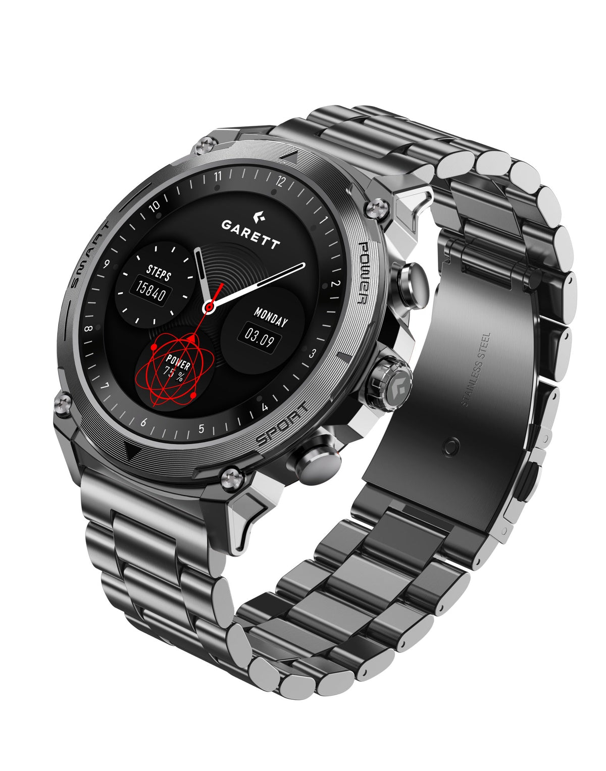 Garett Atom AMOLED Smartwatch - Silver Steel | ATOM SILVER STEEL — product image 2