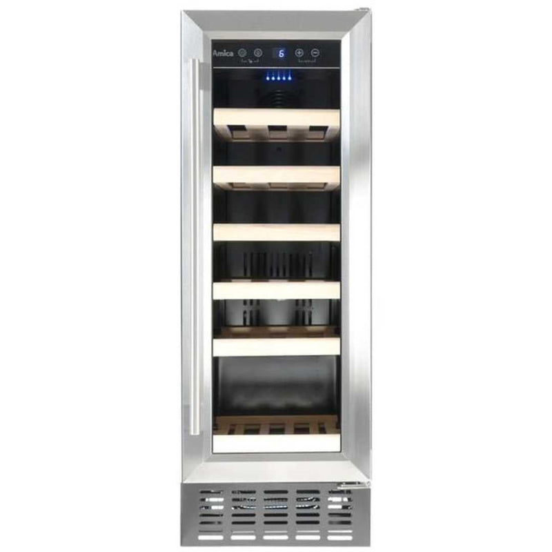 Amica Freestanding 19 Bottle Silver Wine Cooler | AWC300SS Amica Euronics.ie