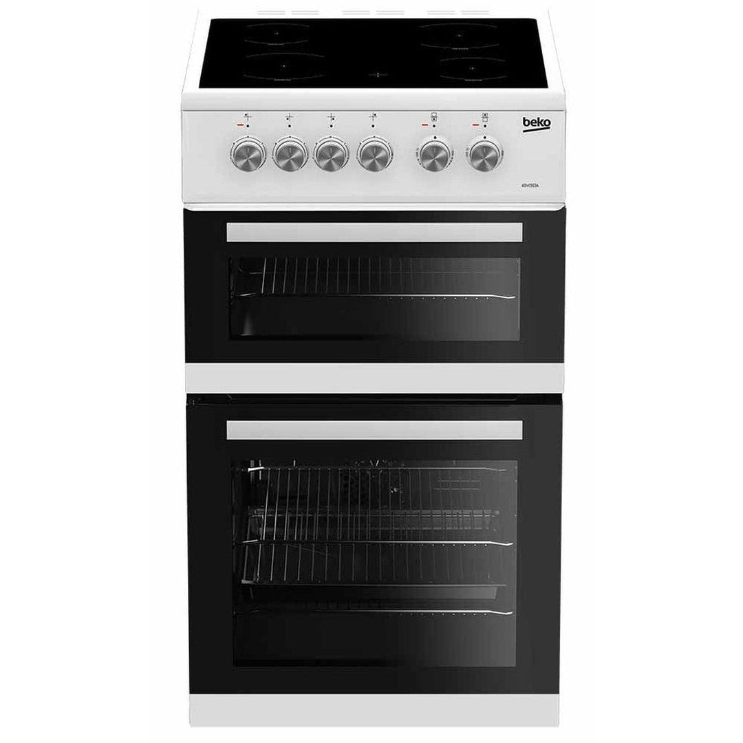 Beko 50cm Double Oven Electric Cooker | KDVC563AW Beko 