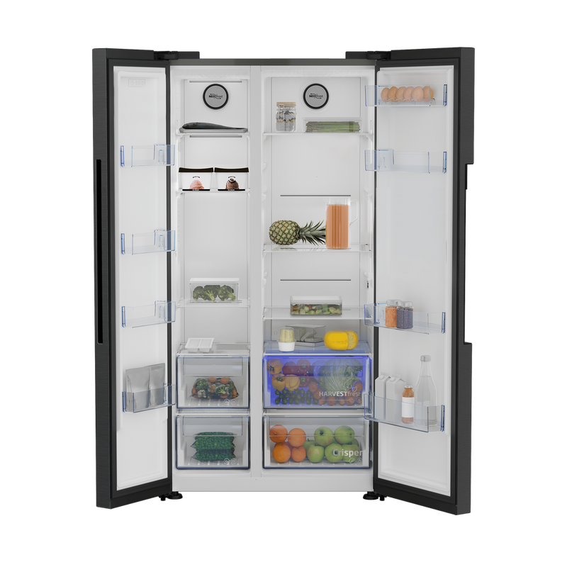 Beko Freestanding American Style Fridge Freezer with NeoFrost™ Black Steel | ASL1442VPZ Beko American Fridge Freezer Euronics Ireland