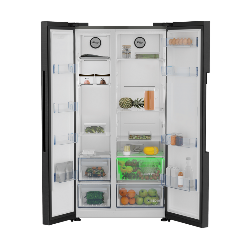 Beko Freestanding American Style Fridge Freezer with NeoFrost™ Black Steel | ASL1442VPZ Beko American Fridge Freezer Euronics Ireland