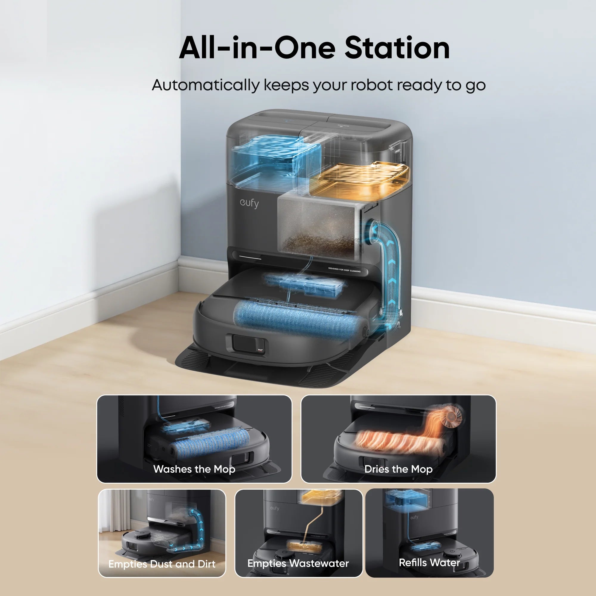 Eufy Omni C28A Robot Vacuum & Mop with All-in-One Station with Accessory Kit | T211AV10