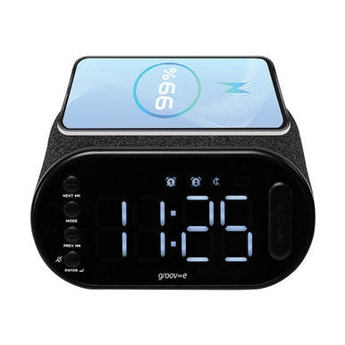 Groov-e Atlas II Alarm Clock Radio with USB/Wireless Charging - Black | GVCR06