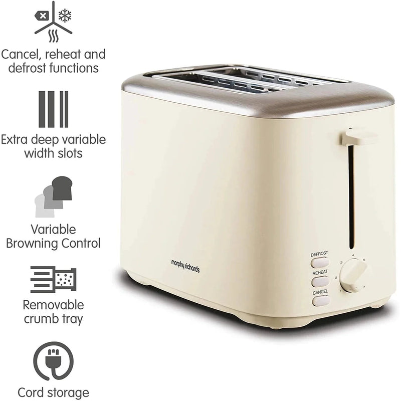 Morphy Richards Equip 2 Slice Cream Toaster | 222065 Morphy Richards Euronics.ie