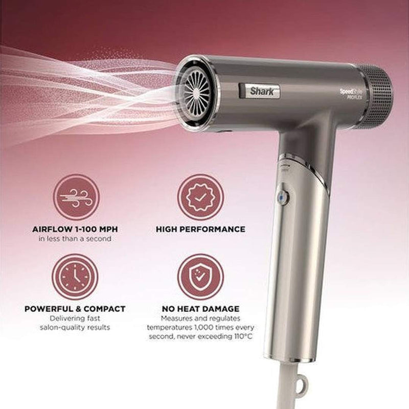 Shark SpeedStyle Pro FLEX 4-in-1 High-Velocity Hair Dryer System | HD542UK Shark Euronics.ie