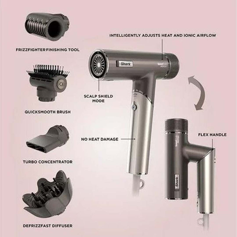 Shark SpeedStyle Pro FLEX 4-in-1 High-Velocity Hair Dryer System | HD542UK Shark Euronics.ie
