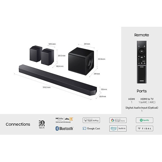 Samsung Q930F Q‑Series 9.1.4‑Channel Soundbar with Subwoofer & Rear Speakers | HW-Q930F/XU