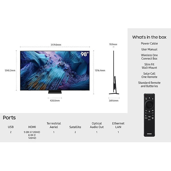 Samsung Neo QLED 8K 98″ Smart TV Mini‑LED | QE98QN990FTXXU