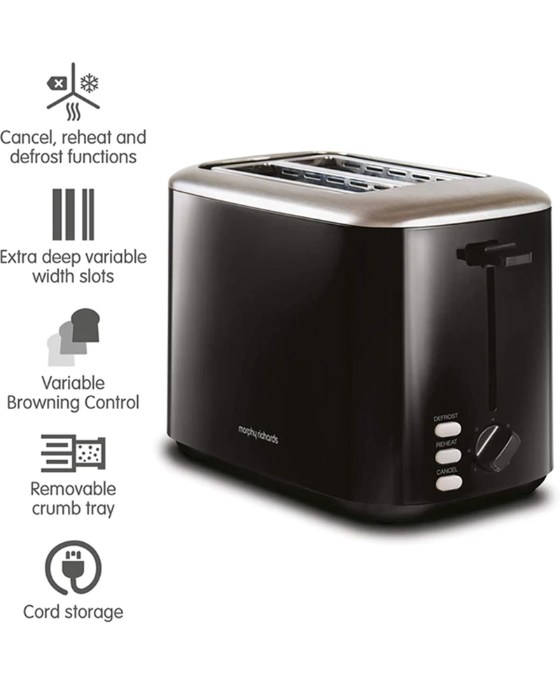 Morphy Richards Equip 2 Slice Black Toaster | 222064 Redmond Electric Gorey